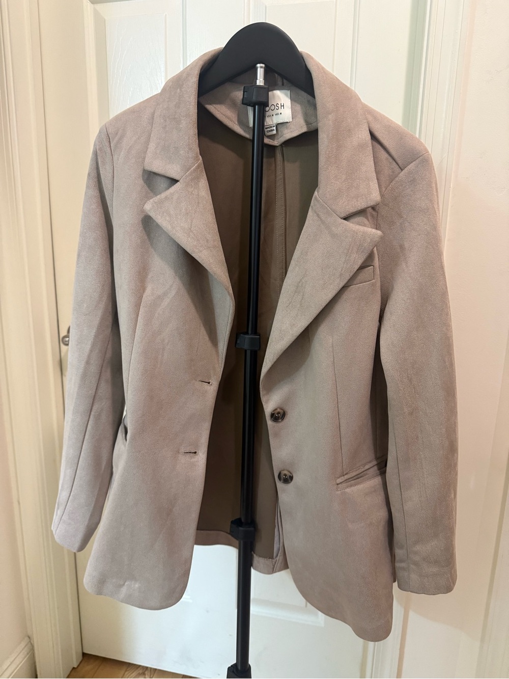 Stoosh Taupe Suede-Look Blazer